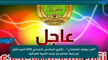 “الآن برقمك الامتحاني”.. نتائج السادس الإعدادي 2025 الدور الأول عبر رابط مباشر من وزارة التربية العراقية